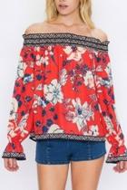  Off-shoulder Bishop-sleeves Top