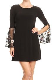  Embroidered Detail Bell Slv Dress