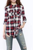  Red Plaid Tunic Top