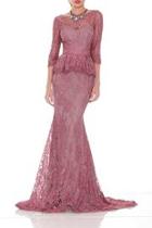  Lace Peplum Flare Gown
