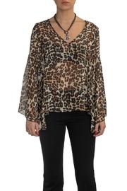  Talia Sheer V Neck Wide Bell Slv Top