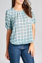  Chiffon Plaid Blouse