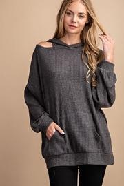  Cold Shoulder Hoodie Top