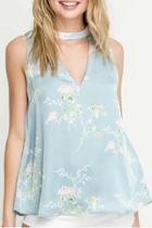  Aqua Floral Blouse