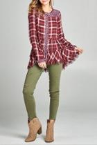  Frayed Floral Flannel Top