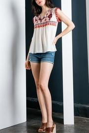  Embroidered Fringed Top