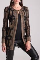  Crochet Faux Suede Coat