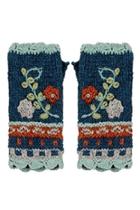  Floral-knit Fingerless Gloves