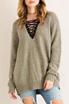  Lace Front Sweater