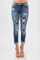  Leopard Patch Skinny Jeans