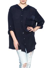  Navy Crepe Hoodie Top