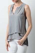  Satin Tiered V-neck Tank