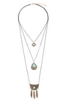  Flower Teardrop Turquoise Pendent-layer-necklace
