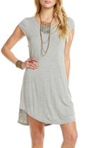  Jersey Shirttail Lace-up Back Cap Slv Dress