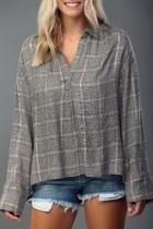  Neutral Plaid Top