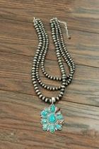  Natural-turquoise Pendent Necklace