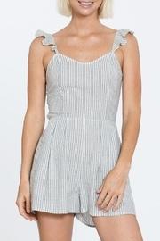  Striped-romper With Ruffle-sleeve