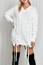 Oversize Lace Up Sweater
