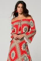  Perth Off The Shoulder Medallion Scarf Print Top
