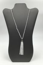  Clear-bead Tassel Necklace