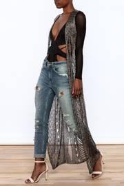  Metallic Sleeveless Maxi Cardigan