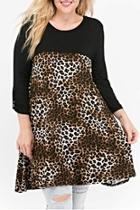  Leopard Color Block Top