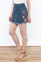  Denim Embroidered Skirt