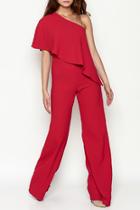  Red Crepe Jumpsuit