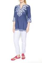 Navy Embroidered Top