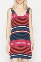  Stripe Print Silk Dress