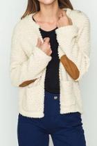  Arm Patch Fluffy Jacket