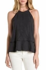  Stitched Halter Black Top