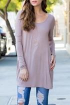  Solid Long-sleeved-tunic