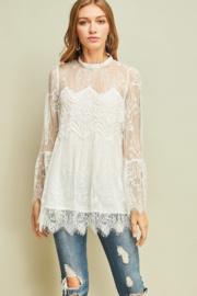 Lace High Neck Long Sleeve Top