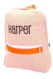  Personalized Orange-seersucker Backpack