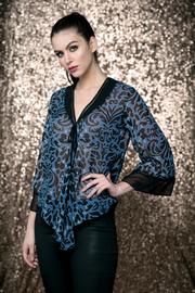  Billie Bell Sleeve Sheer Print Blouse