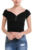  Buttoned Off-the-shoulder Top