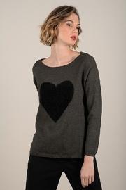  Boatneck Heart Print Sweater