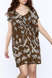  Brown Print Shift Dress