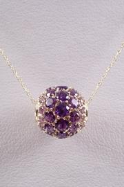  14k Yellow Gold 2.50 Ct Amethyst Cluster Rondelle Necklace Pendant 18 Chain February Gemstone