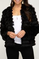  Long Sleeve Layered Faux Fur Jacket