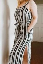  Bella-striped Midi Dress