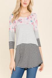  Stripe & Floral Block Top - Plus -