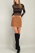  Corduroy-pocketed Frayed-hem Mini-skirt