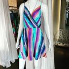  Watercolor Print Silk Dress