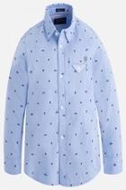  Printed Long-sleeve Button-down