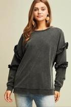  Black Ruffle Sweatshirt