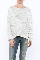  White Lace-up Sweater