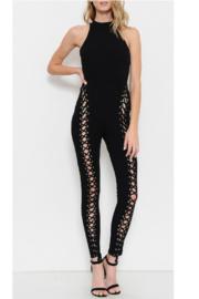  Black Jumper Tie Up Playsuit