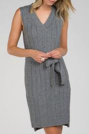  High Slit Slvls Sweater Dress W Tie Belt
